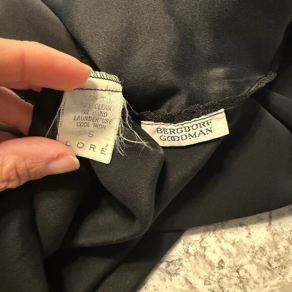 VTG Nightgown Bed Jacket Silk Peignoir Set 70s Bergdorf Goodman Black Lace S/M - Picture 13 of 16